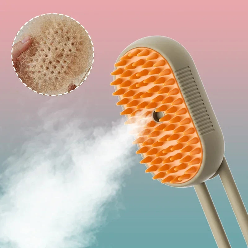 3-in-1 Pet Steam Brush for Cats and Dogs - Grooming, Hair Removal, and Massage Comb