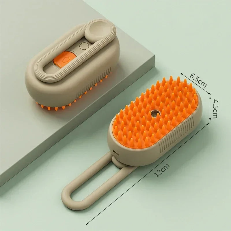 3-in-1 Pet Steam Brush for Cats and Dogs - Grooming, Hair Removal, and Massage Comb