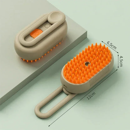 3-in-1 Pet Steam Brush for Cats and Dogs - Grooming, Hair Removal, and Massage Comb