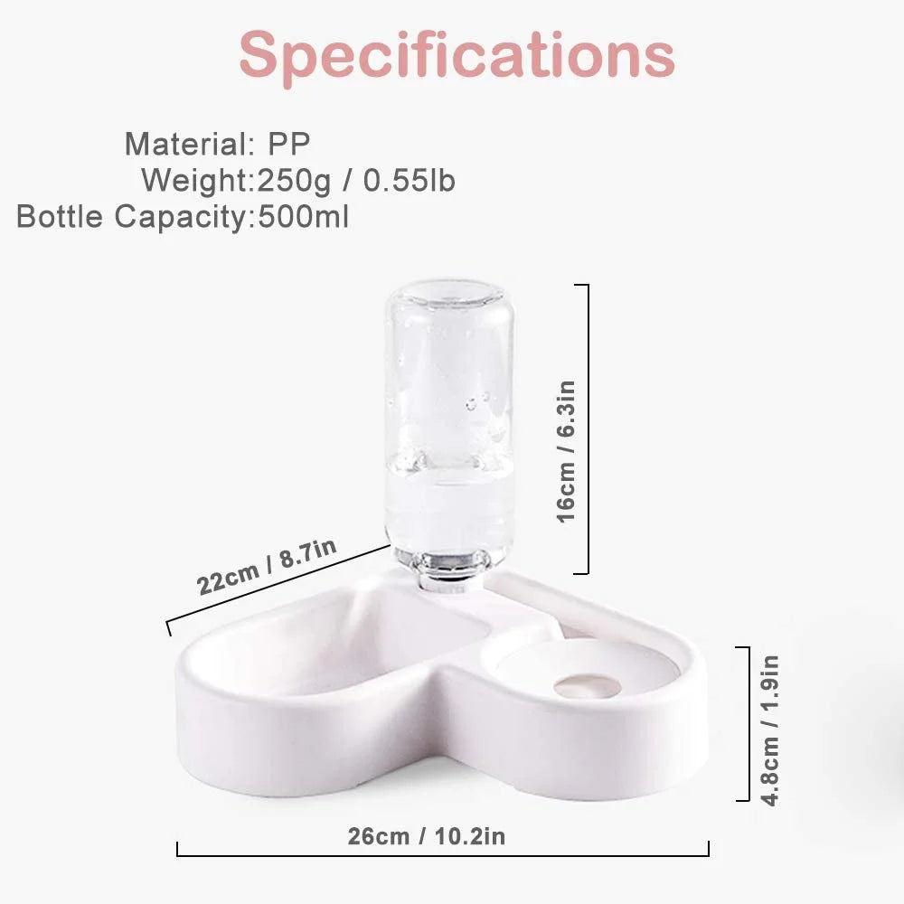 Automatic Pet Water Dispenser and Food Bowl for Dogs and Cats - Easy to Clean PP Material
