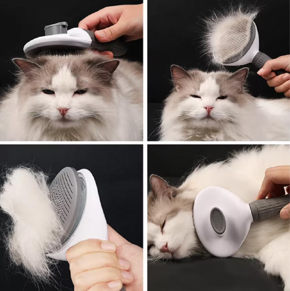 1-Pack Self-Cleaning Pet Grooming Brush with Release Button – Dog & Cat Brush for Shedding, Detangling & Massage – Ideal for Long-Haired Puppies & Kittens